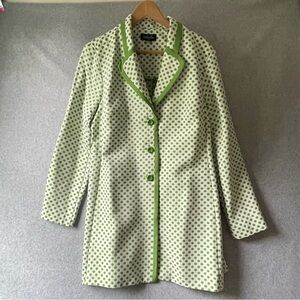 Vintage Isabella Suit Polka dot Polyester Coat Jacket Green White sz.L #GG